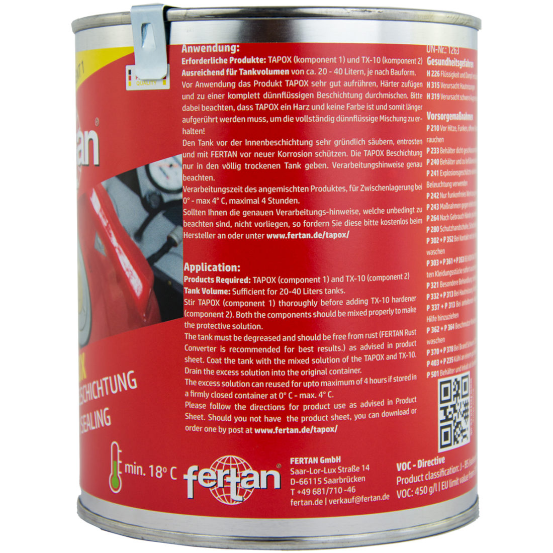 etansare rezervoare Fertan Tapox 2K + Convertor Rugina + 2K Metal Kit - pentru rezervor cu volum 20 - 45 l